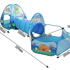 Barnens hopfällbara 3-i-1 tältlekset: inomhuslek med tunnel och bollhav