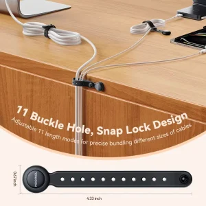 6-pack magnetiska kabelhållare (11 cm) med justerbart band – krok- och loop-organisation för hemmabruk