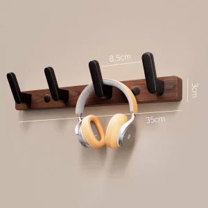 Valnötsträ Väggmonterade Hallhakar – Rustika Hakar för Kappor, Hattar, Väskor och Nycklar