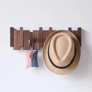 Alternative view of Creative Wall Mounted Wood Coat Racks Piano Key Shaped with 8 Hooks Hats Organizer Art Entry Door Porch Hanging Hook Home Decor