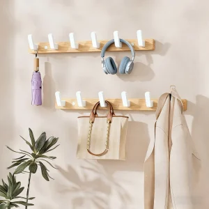 Alternative view of Valnötsträ Väggmonterade Hallhakar – Rustika Hakar för Kappor, Hattar, Väskor och Nycklar