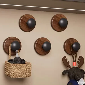 Självhäftande dörrkrok i träimitation – väggmonterad utan borr, handduks- och klädkrok för kök eller badrum