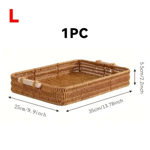 2-delars set av rottingliknande vävda korgar – rektangulära med dubbla öronhandtag, värmetåliga för frukt och snacks, Ramadan-dekor 15 2-delars set av rottingliknande vävda korgar – rektangulära med dubbla öronhandtag, värmetåliga för frukt och snacks, Ramadan-dekor