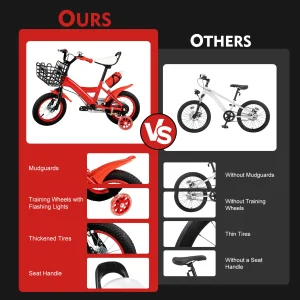 Barncykel 12 tum med stödhjul – för 2–4 år (blå/röd/gul)