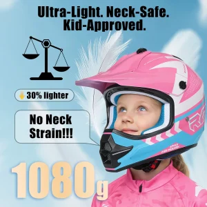 Motocrosshjälm för barn 3–12 år — DOT-godkänd, inkl. glasögon och handskar