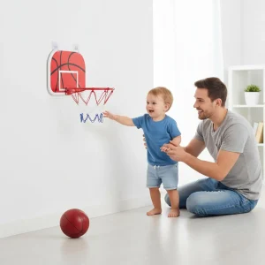 Interaktivt inomhusbasketset med två bollar – lekset för barn i vardagsrum och sovrum