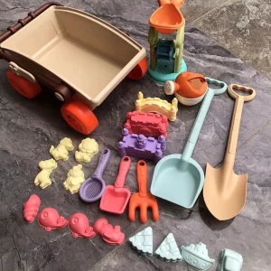 23-delars strandvagnsset med sandverktyg – flyttbar vagn för sandslottlek utomhus