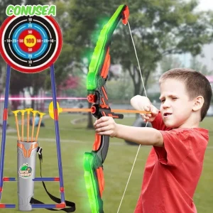Alternative view of Barnens utomhusbåge och pil – ljusande rekurve lekset för barn