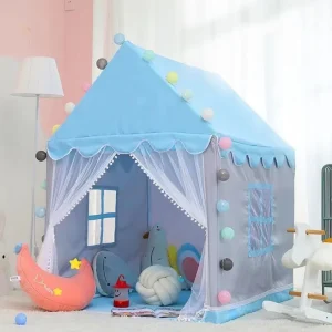 Stor lek-tält för barn 1,35 m Wigwam – hopfällbart tipi-tält, rosa prinsessdesign