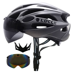 Integrerad cykelhjälm med visir — ultralätt PC/EPS, storlekar M–XL