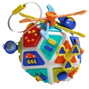 Montessori-inspirerad sensorisk kub – Busy Board för bebisar och småbarn