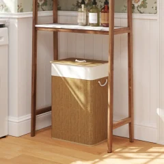 72 L brun bambu tvättkorg med lock och avtagbar tygpåse, rep-handtag 34 72 L brun bambu tvättkorg med lock och avtagbar tygpåse, rep-handtag