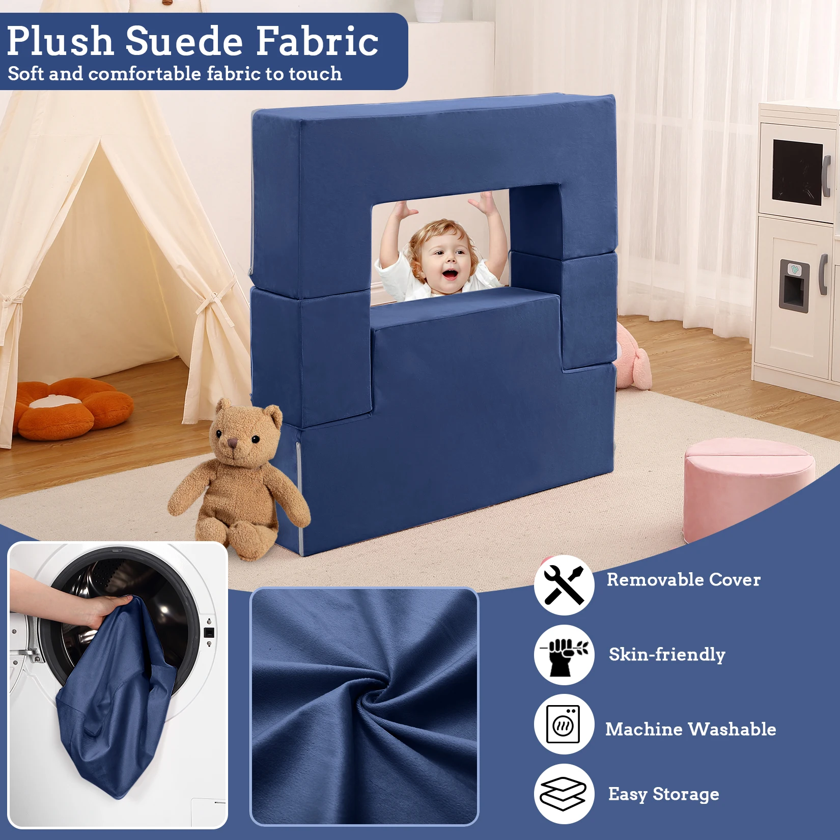 6-delat modulärt barnsoff-set – mjukt skumfyllt och tygklätt 5 6-delat modulärt barnsoff-set – mjukt skumfyllt och tygklätt - Bild 5