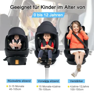 Bilbarnstol med 360° rotation och ISOFIX – 0–12 år