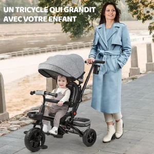 6-i-1 Trehjuling/Barnvagn med vändbar sits och pedaler – hopfällbar design för barn från cirka 9 månader till 5 år