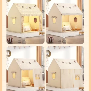 Barnens lilla hus – hopfällbart lek- och inomhus/utomhustält i prinsess-slottstema