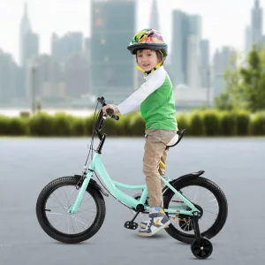 16-tums barncykel med avtagbara stödhjul, justerbar sadel och styre