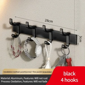 Borrfri uppgradering: justerbar bredd och tjocklek – dörrkrok, klädkrok för badrum och kök (6-pack)