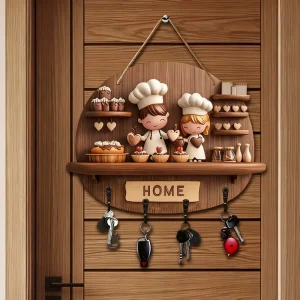 En tränyckelhållare med fyra metallkrokar – färgglad och unik design