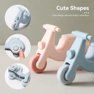 Bebisleksak: Montessori-silikonbil 0–12 månader – 4-i-1 fordon (sopbil, ambulans, brandbil, dumpbil)