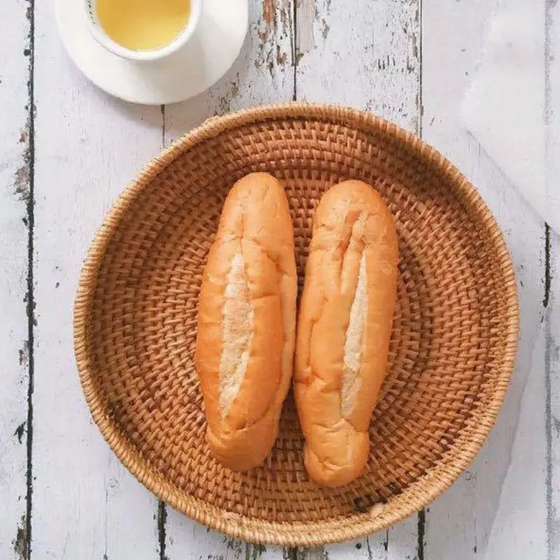 Handvävd rottingförvaringskorg – rund korg för frukt, te, snacks, bröd och kosmetika 4 Handvävd rottingförvaringskorg – rund korg för frukt, te, snacks, bröd och kosmetika - Bild 4