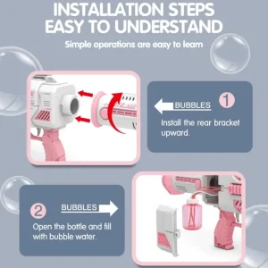 Elektrisk bubbla-pistol i rymdstil med ryggsäck och ljus 12 Elektrisk bubbla-pistol i rymdstil med ryggsäck och ljus