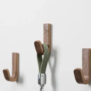 1 st Valnötsträ Krok utan borr | Väggmonterad upphängare för handdukar, kläder, nycklar och väskor