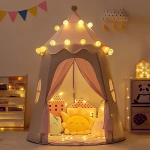 Portabelt hopfällbart lek-tält – dockhus/prinsess-slott för barn