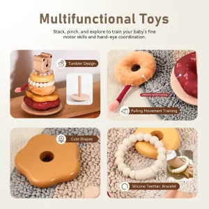 Montessori Trästapel Torn – Stapelpussel för Barn, Säker och Miljövänlig