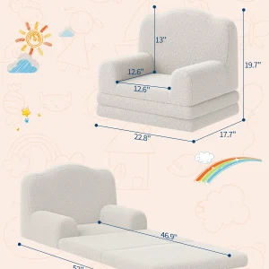 Barnlässoffa i Sherpa – omvandlingsbar barnsoffa och utfällbar säng med tvättbart överdrag, kronformad design 15 Barnlässoffa i Sherpa – omvandlingsbar barnsoffa och utfällbar säng med tvättbart överdrag, kronformad design