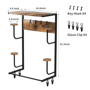 Alternative view of Väggmonterat hjälmförvaringsställ med fyra krokar för handskar och utrustning