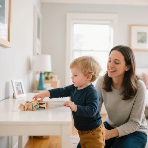 1 styck trärassel för bebis – roterande matchningsblock och pussel (Montessori-inspirerad leksak)