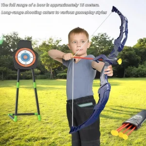 Båge- och pilset för barn med LED-ljus, 10 sugpilar och stor måltavla