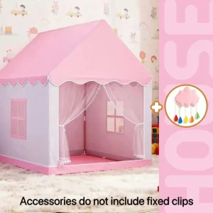 Sänghimmel med avdelningstält – Sagolikt prinsessslottslekhus (portabelt, ljus ingår ej)