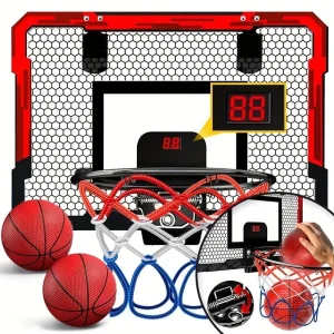 Alternative view of 1-set inomhusbasket för barn – över dörren, mini-hoop med elektronisk poängtavla, pump och 2 bollar