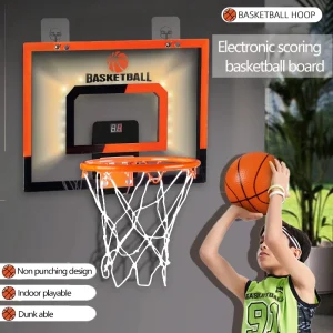 Väggmonterad hopfällbar basketkorg för barn – dunkspel, inomhus/utomhus, för 3 år och uppåt