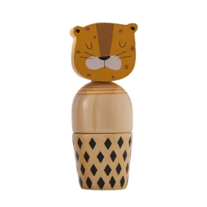 Trä Montessori-leksak för utveckling av finmotorik – handklocka och djurpussel