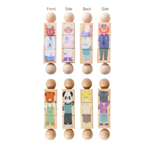 2-delat träpussel med roterande bitar och handklocka – Montessori sensorisk leksak