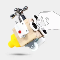 Trä Busy Cube – fidgetleksak för barn och vuxna, Montessori-inlärning, sensorisk aktivitetstavla för resor