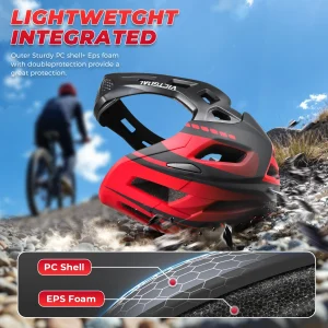 Alternative view of Barnhjälm helhjälm med avtagbar hakdel för cykel och rullskridskor, storlek 52–56 cm