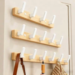 Valnötsträ Väggmonterade Hallhakar – Rustika Hakar för Kappor, Hattar, Väskor och Nycklar