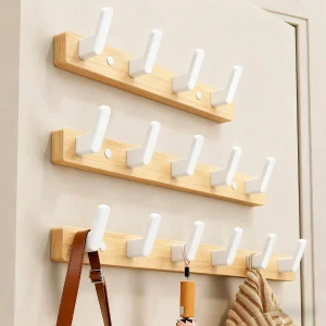 Valnötsträ Väggmonterade Hallhakar – Rustika Hakar för Kappor, Hattar, Väskor och Nycklar