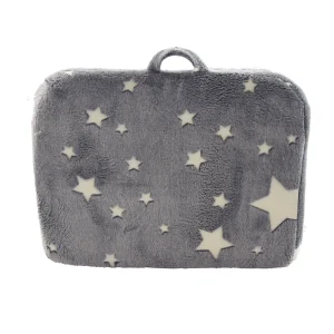 Grå skumstol för barn – med bärhandtag och sidofickor; lättvikt lounge-stol