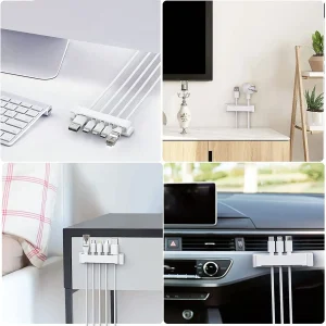 Kabelorganisator och kabelhållare – flexibel kabelhållare och kabelvinda i plast för mus, tangentbord och hörlurar