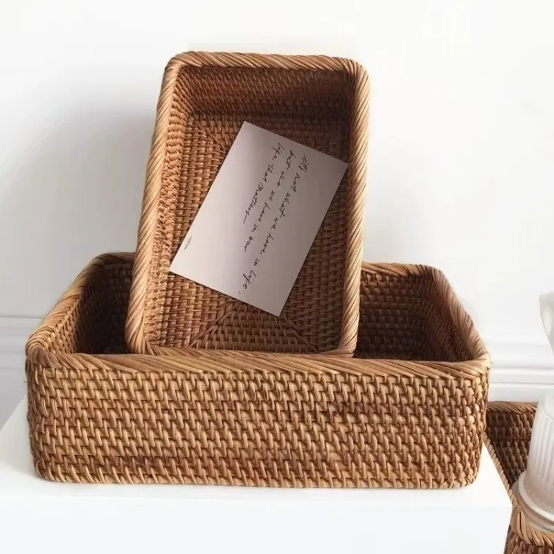 3 Storlekar Rektangulära Vävda Rattan Förvaringskorgar – Nestande Korgar, Handgjorda Wicker-korgar 1 3 Storlekar Rektangulära Vävda Rattan Förvaringskorgar – Nestande Korgar, Handgjorda Wicker-korgar