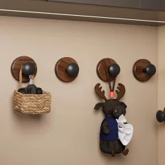 Självhäftande dörrkrok i träimitation – väggmonterad utan borr, handduks- och klädkrok för kök eller badrum