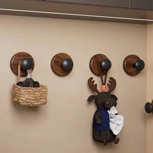 Självhäftande dörrkrok i träimitation – väggmonterad utan borr, handduks- och klädkrok för kök eller badrum