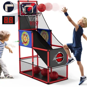 Arcade-basketspelset för inomhus- och utomhusbruk – enkel uppsättning med pump och bollar, perfekt present till högtider och födelsedagar