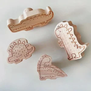 Trä-dinosaurie väggkrok – söt barnrumsdekor och nyckel-/klädkrok