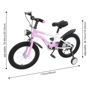 Barncykel 16 tum med stödhjul och LED-lykta (4–6 år, rosa/grön/grå) 15 Barncykel 16 tum med stödhjul och LED-lykta (4–6 år, rosa/grön/grå)